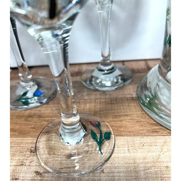 I Godinger & Co. Glass Pitcher & Goblet Set Gold Rims Hand-Painted - Picture 7 of 13